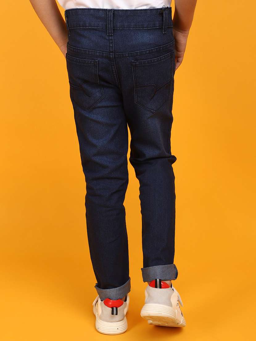 solid navy blue slim fit denim jeans - 20767548 -  Standard Image - 3