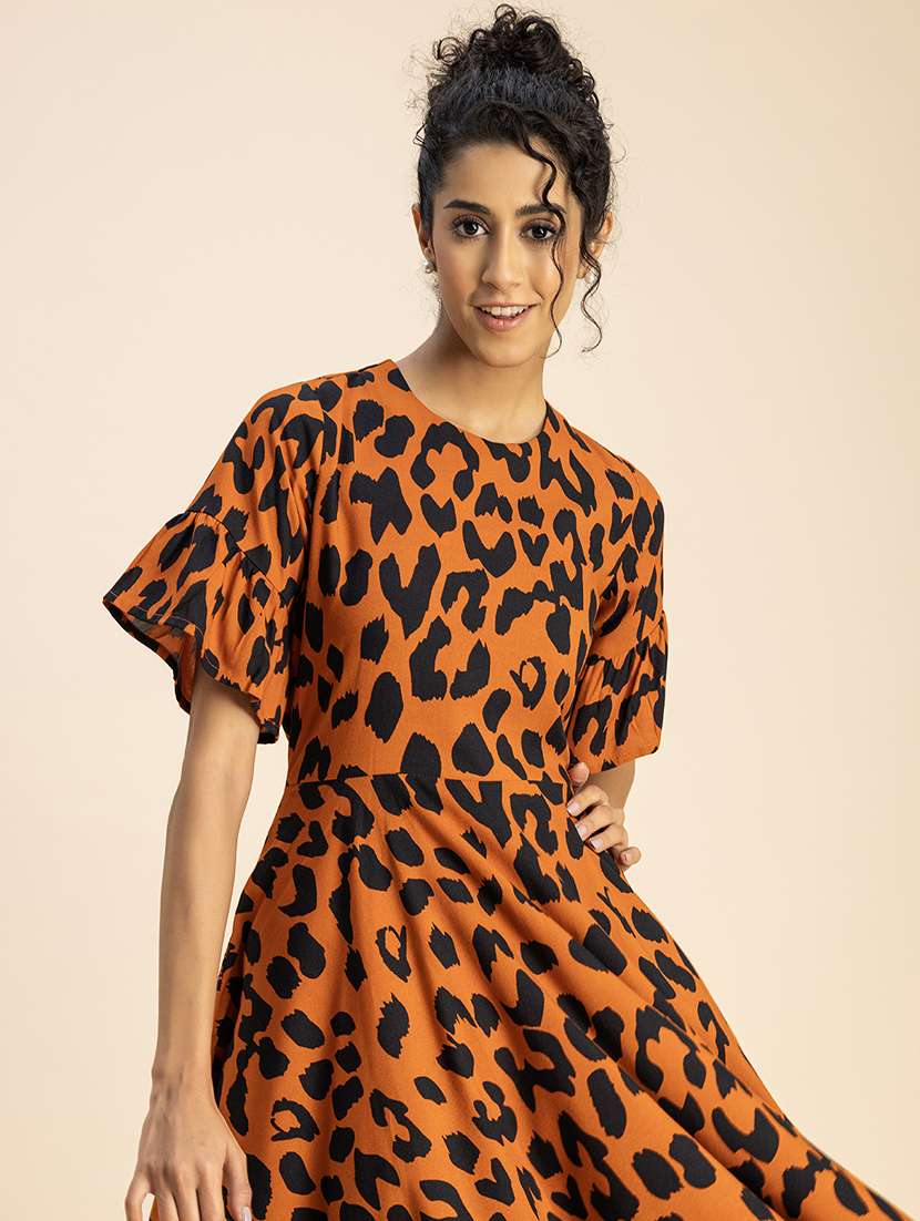 women animal print fit & flare dress - 20767762 -  Standard Image - 5