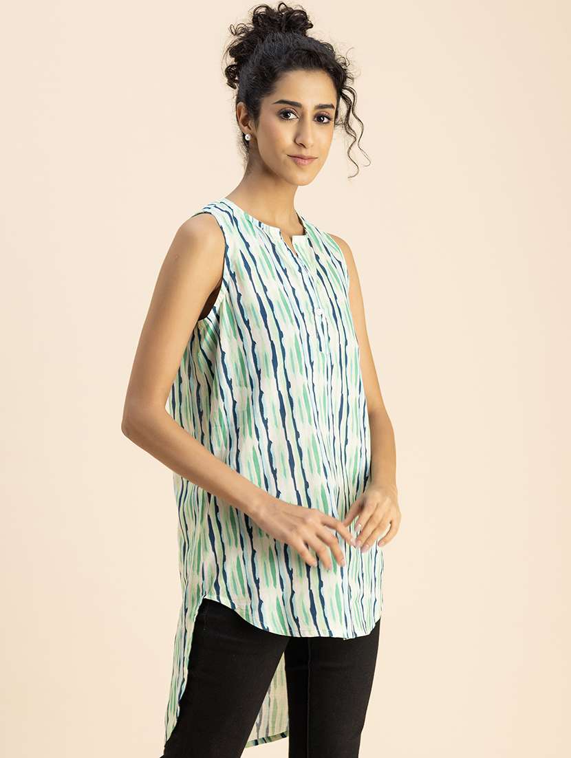 women printed sleeveless high-low top - 20767805 -  Standard Image - 3