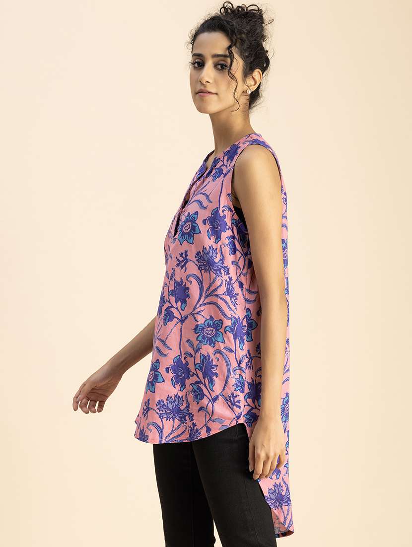 women printed sleeveless high-low top - 20767806 -  Standard Image - 3