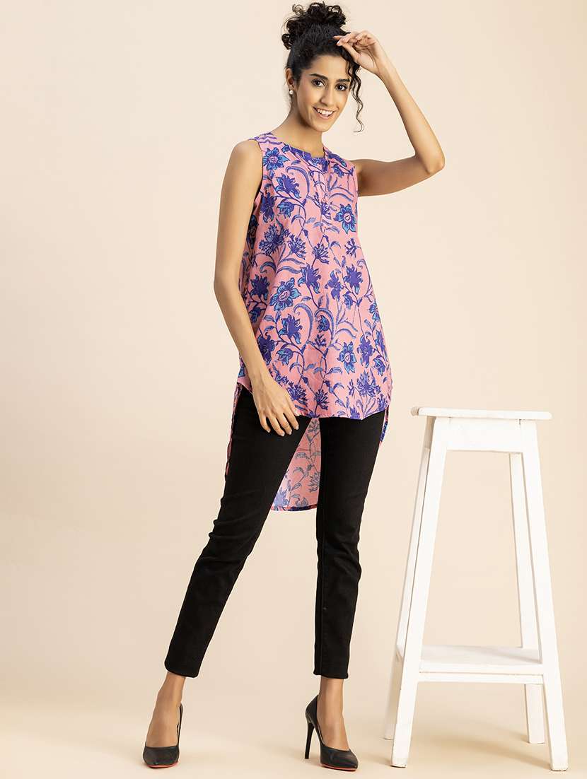 women printed sleeveless high-low top - 20767806 -  Standard Image - 5