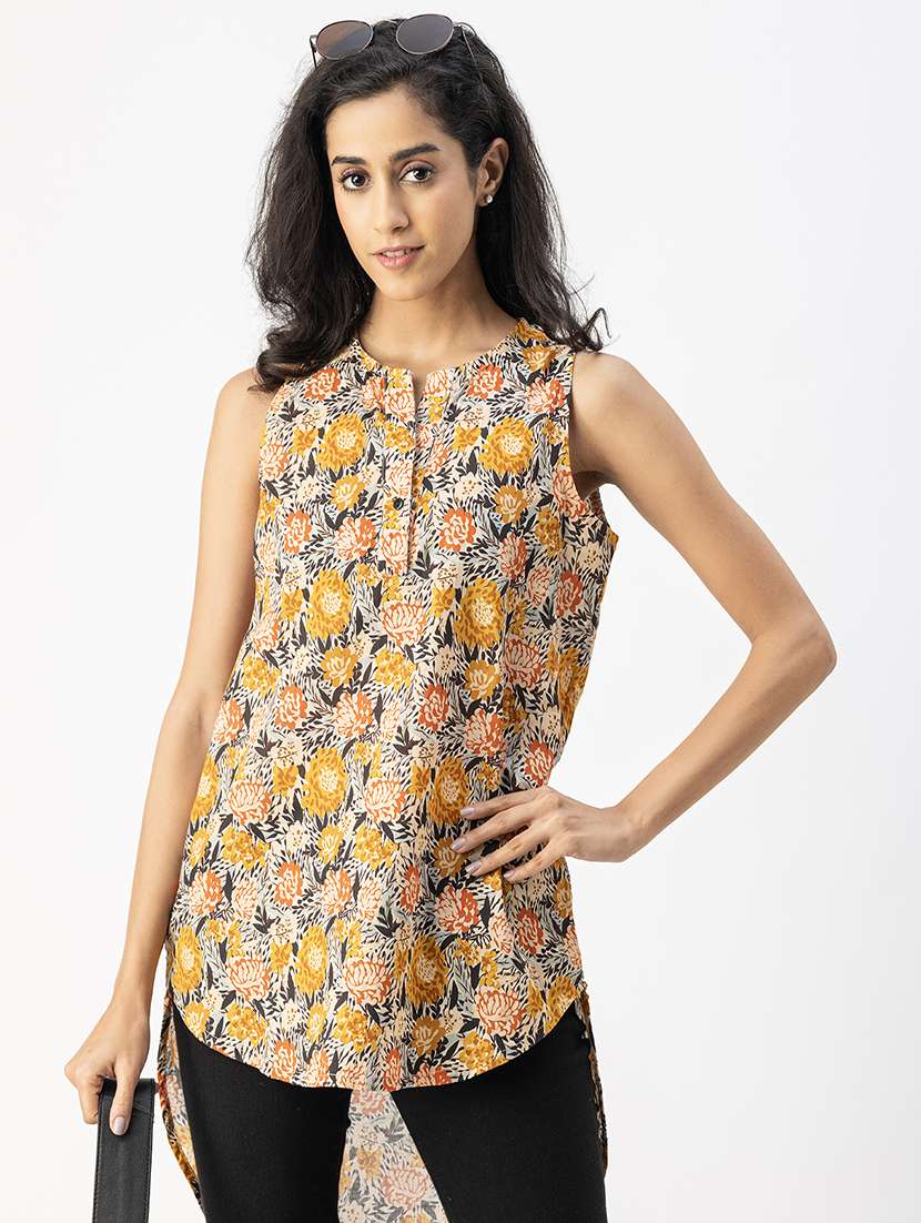 women printed sleeveless high-low top - 20767808 -  Standard Image - 3