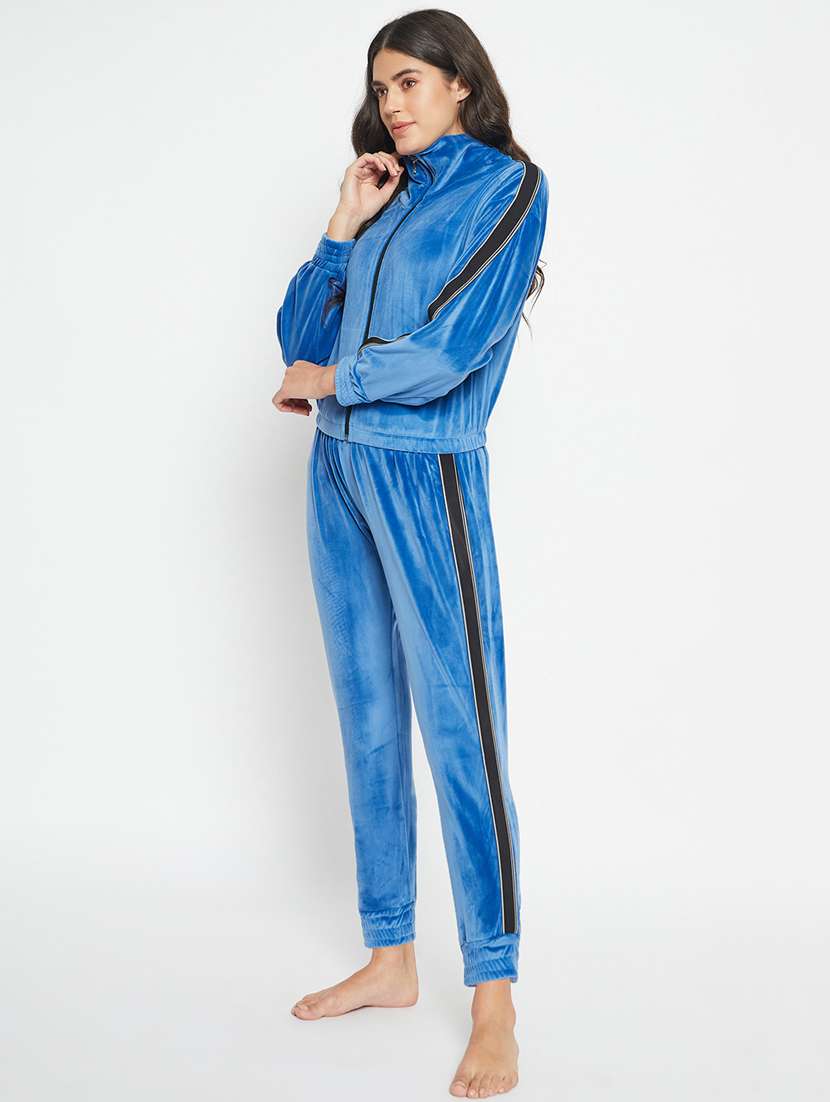 blue velvet pyjama nightwear set - 20767839 -  Standard Image - 3