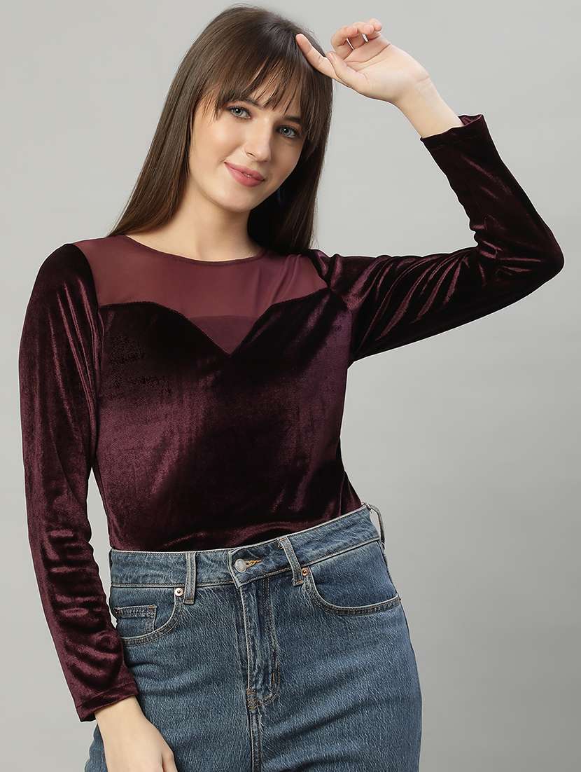 women solid long sleeves top