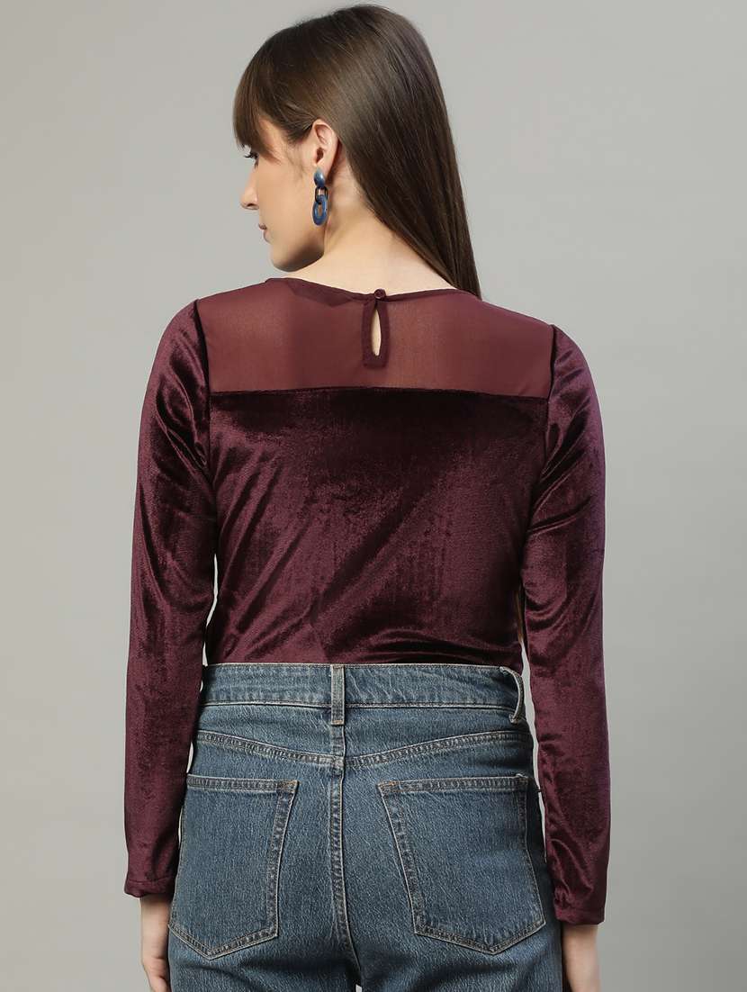 women solid long sleeves top - 20767891 -  Standard Image - 3