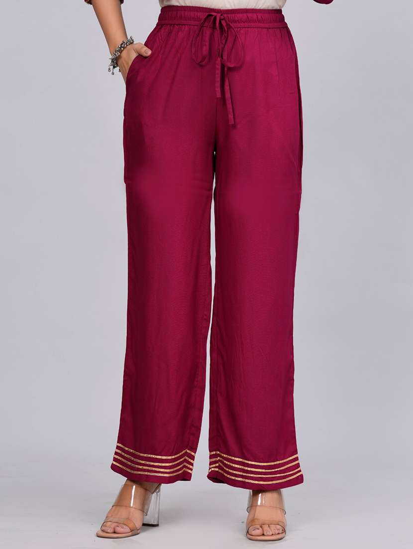 women magenta round neck kurta palazzo set with dupatta - 20768037 - Standard Image - 3