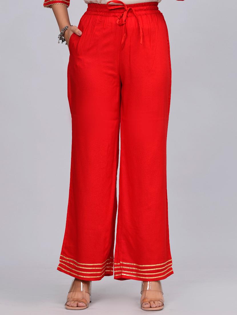 women red round neck kurta palazzo set with dupatta - 20768055 - Standard Image - 3