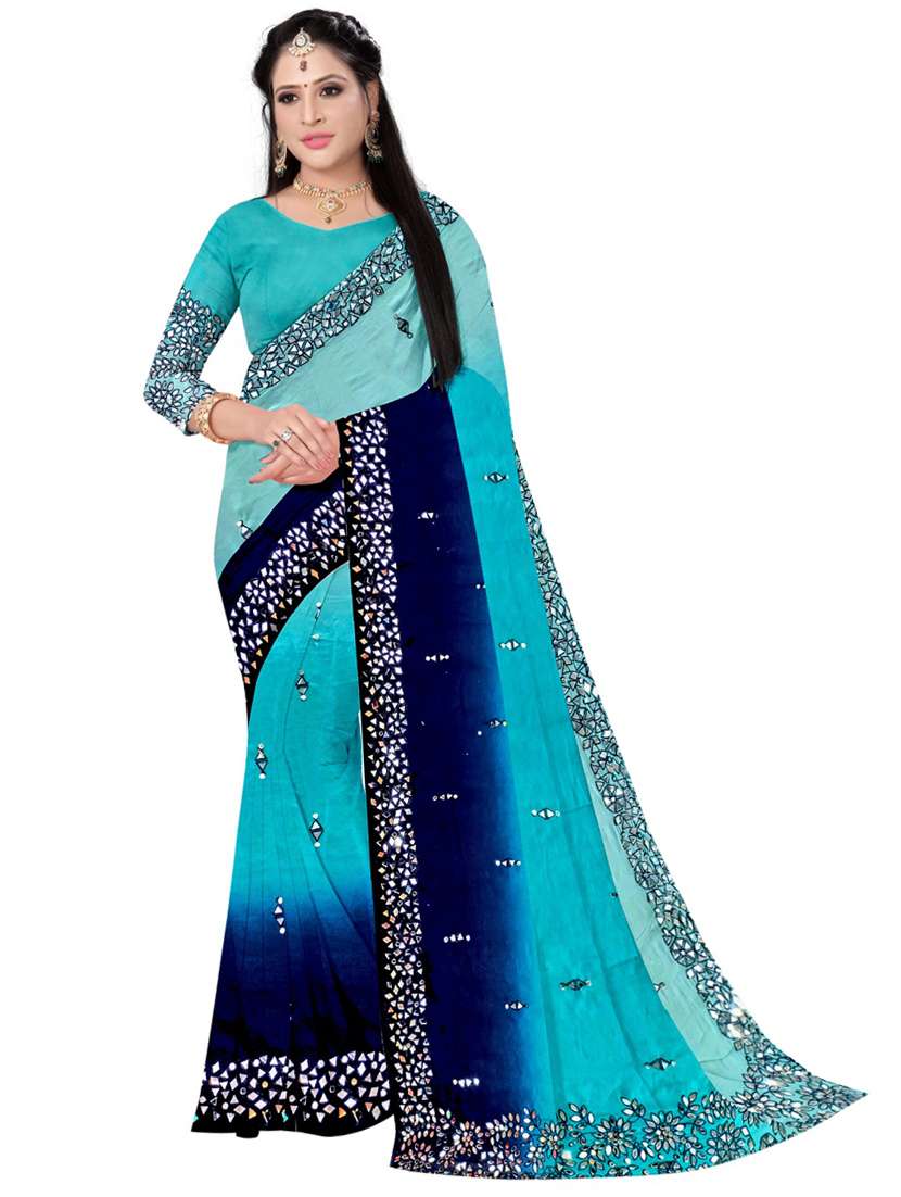 light blue georgette embellished saree - 20768129 -  Zoom Image - 0