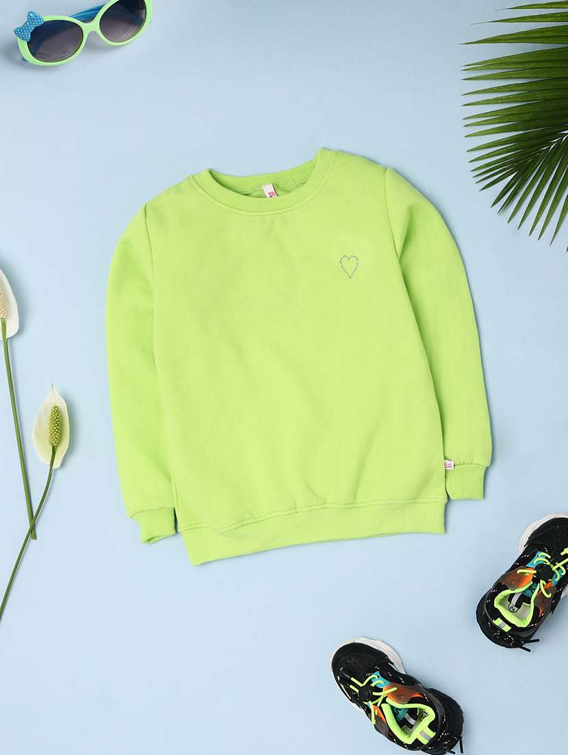 solid green detailed casual sweatshirt - 20768158 -  Zoom Image - 0
