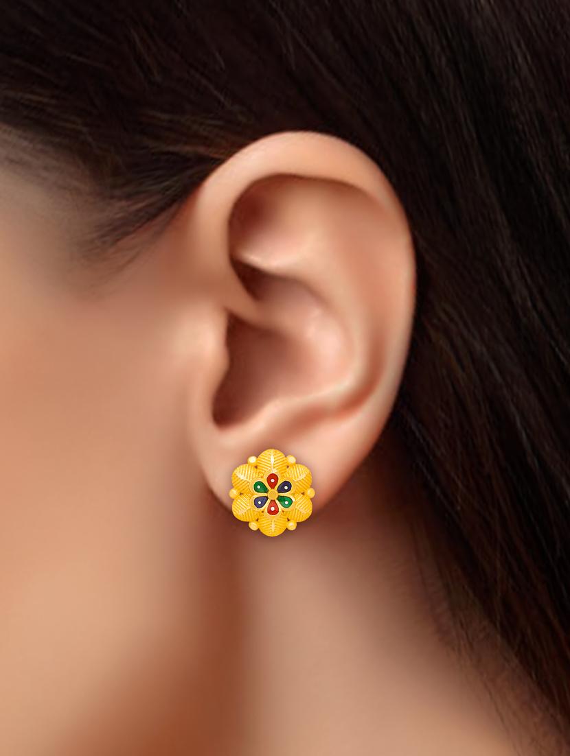 gold plated studs earrings - 20768311 - Standard Image - 3