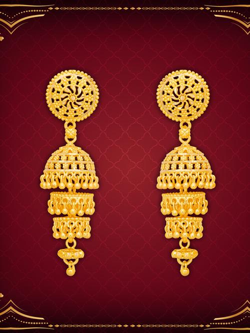 gold plated jhumka earrings - 20768334 -  Standard Image - 0