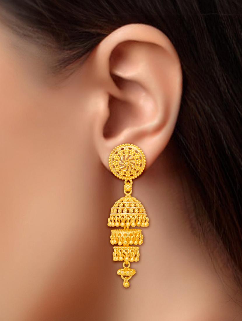 gold plated jhumka earrings - 20768334 - Standard Image - 3