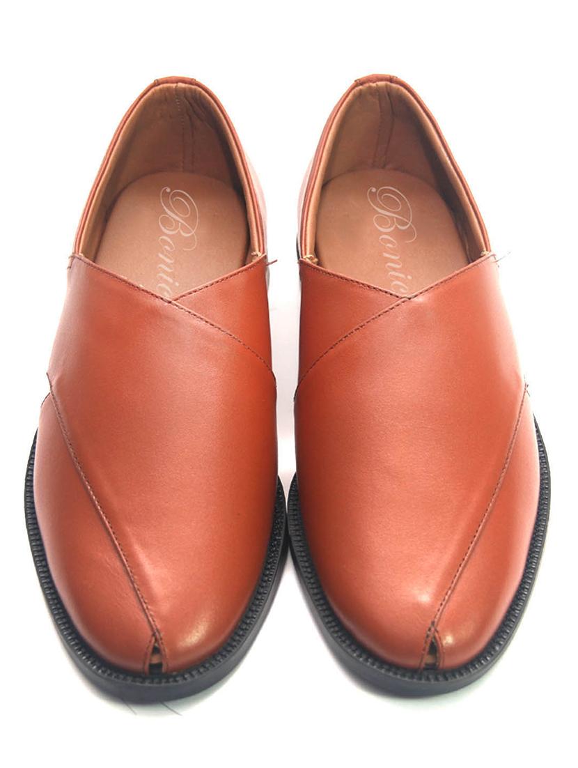 tan leather slip on sandals - 20768364 - Standard Image - 3