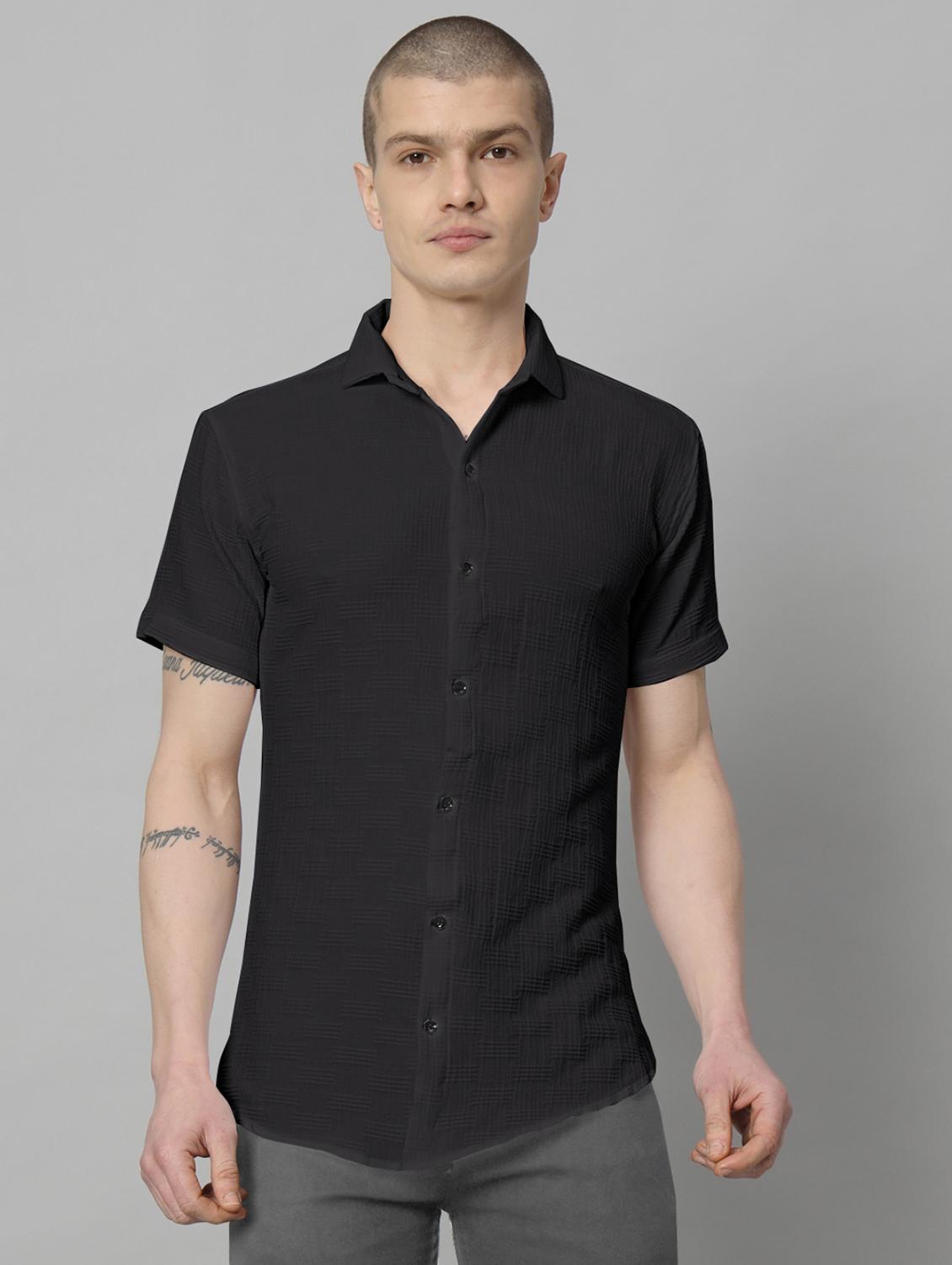 black solid casual shirt - 20775742 -  Zoom Image - 0