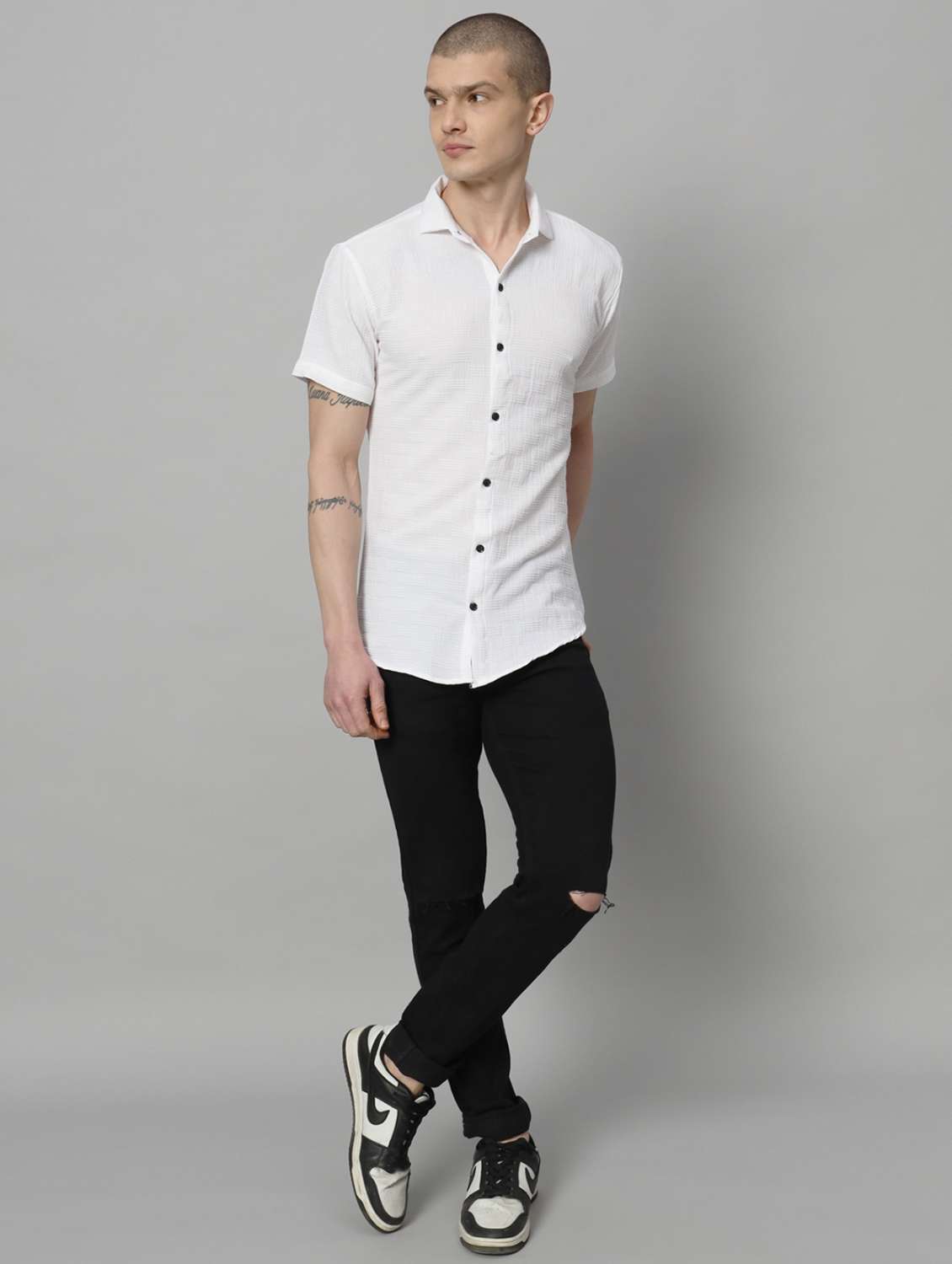 white solid casual shirt - 20775743 - Standard Image - 5
