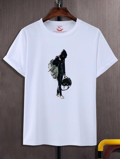 unisex white graphic printed t-shirt - 20775837 -  Standard Image - 0