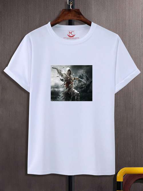 unisex white graphic printed t-shirt - 20775908 -  Standard Image - 0