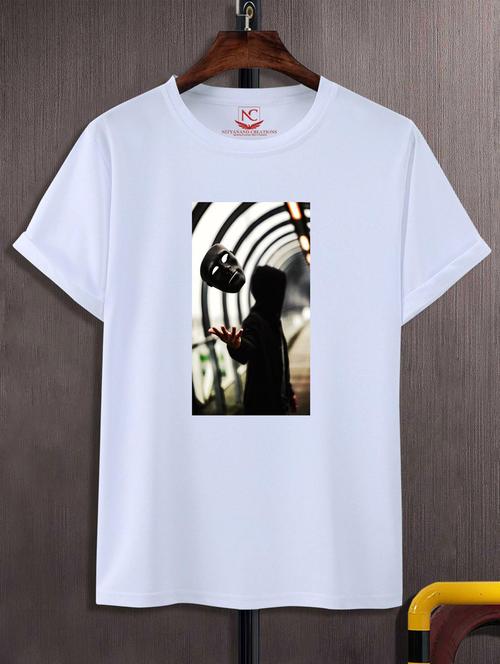 unisex white graphic printed t-shirt - 20775969 -  Standard Image - 0