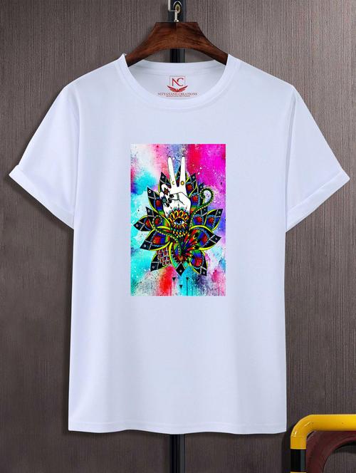 unisex white graphic printed t-shirt - 20775975 - Standard Image - 0