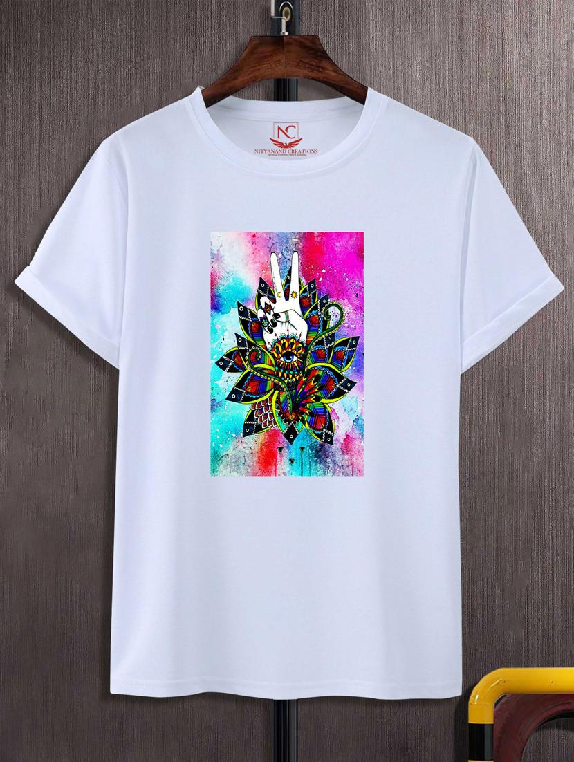 unisex white graphic printed t-shirt - 20775975 - Zoom Image - 0