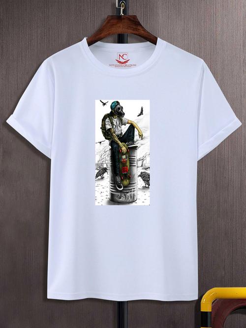 unisex white graphic printed t-shirt - 20776006 -  Standard Image - 0