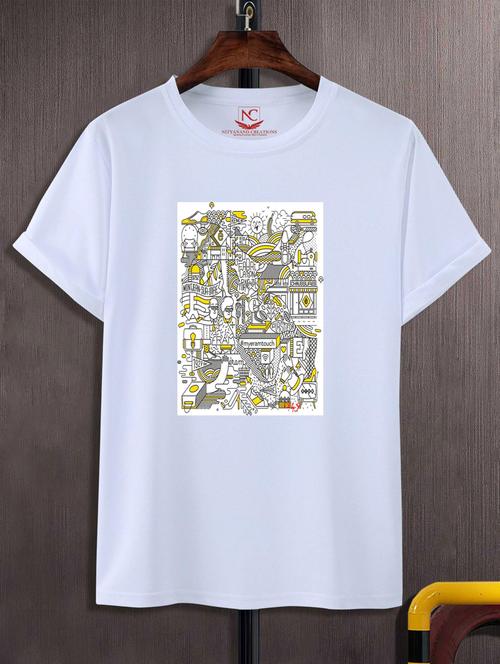 unisex white graphic printed t-shirt - 20776117 -  Standard Image - 0