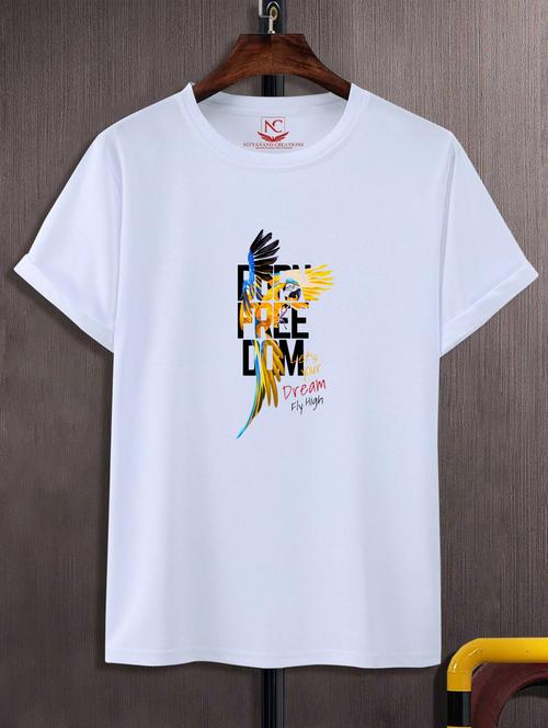 unisex white graphic printed t-shirt - 20776152 -  Standard Image - 0