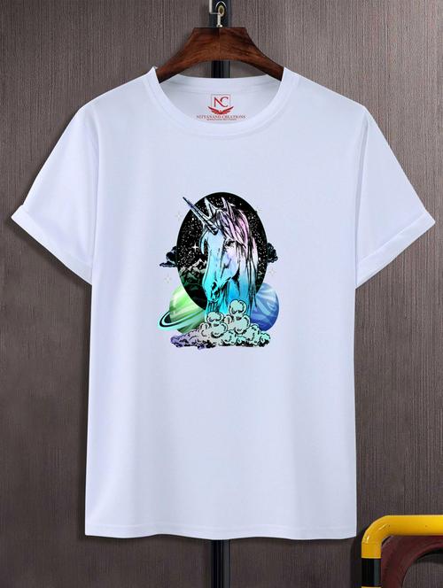 unisex white graphic printed t-shirt - 20776236 -  Standard Image - 0