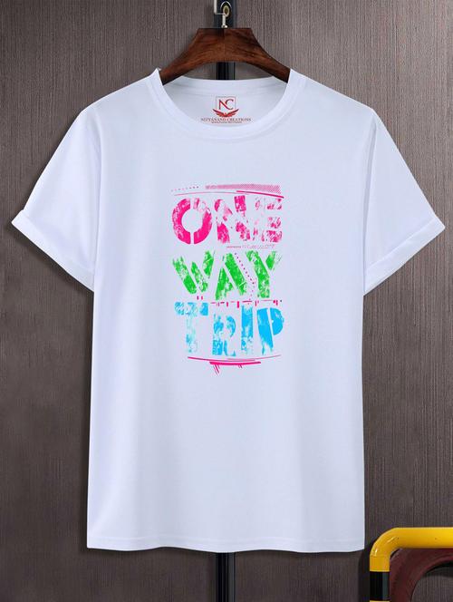 unisex white typographic printed t-shirt - 20776327 - Standard Image - 0