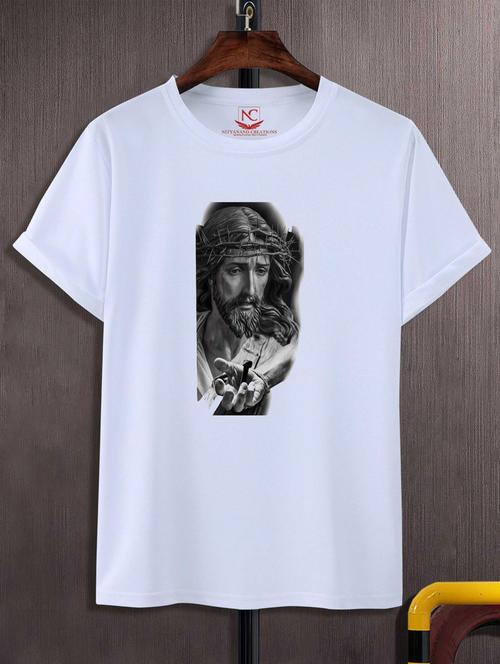 unisex white graphic printed t-shirt - 20776354 -  Standard Image - 0
