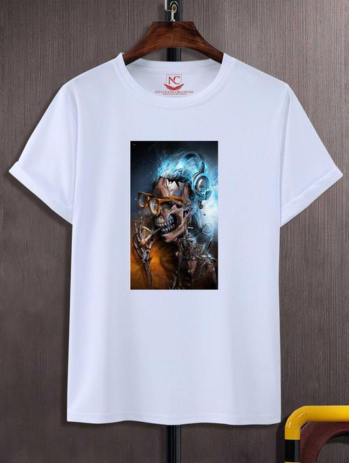 unisex white graphic printed t-shirt - 20776355 - Standard Image - 0