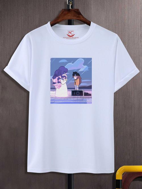 unisex white graphic printed t-shirt - 20776435 - Standard Image - 0