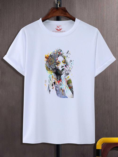 unisex white graphic printed t-shirt - 20776480 - Standard Image - 0