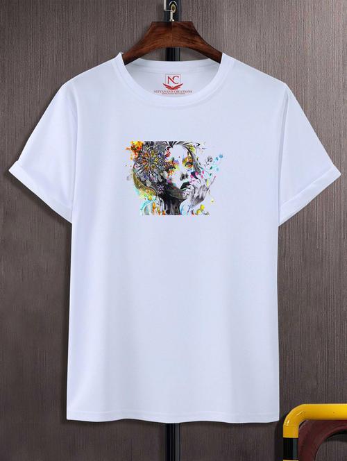 unisex white graphic printed t-shirt - 20776481 -  Standard Image - 0