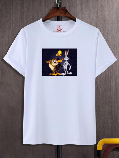 unisex white graphic printed t-shirt - 20776533 -  Standard Image - 0