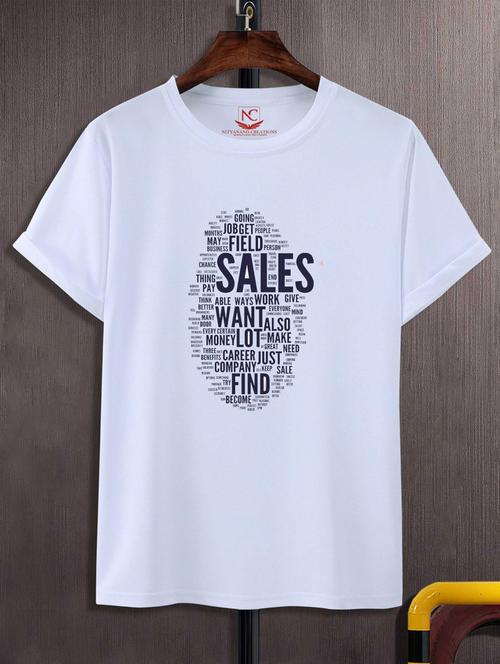 unisex white typographic printed t-shirt - 20776919 -  Standard Image - 0