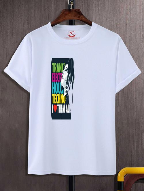 unisex white typographic printed t-shirt - 20776998 - Standard Image - 0