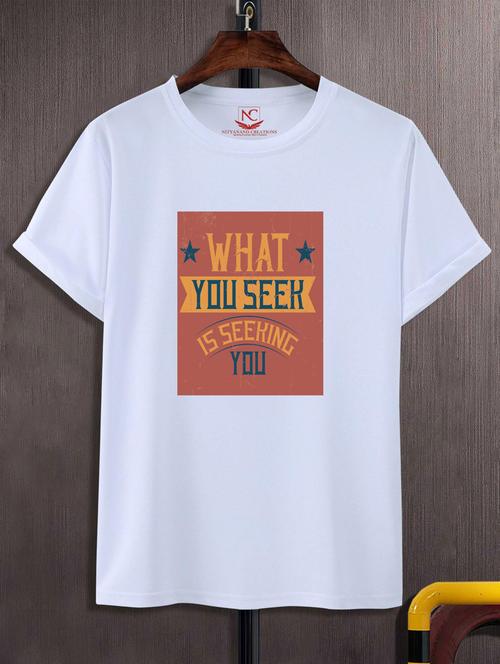unisex white typographic printed t-shirt - 20777078 -  Standard Image - 0