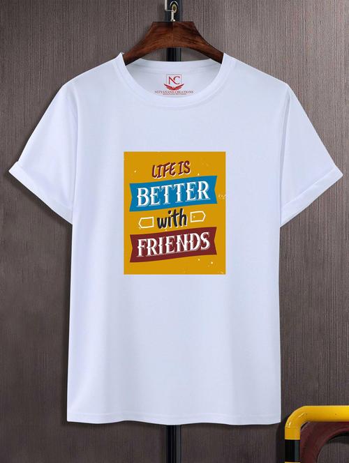 unisex white typographic printed t-shirt - 20777092 - Standard Image - 0