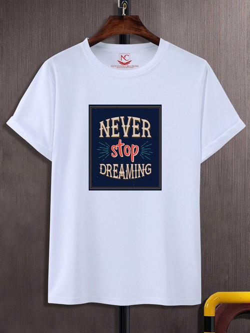 unisex white typographic printed t-shirt - 20777093 - Standard Image - 0
