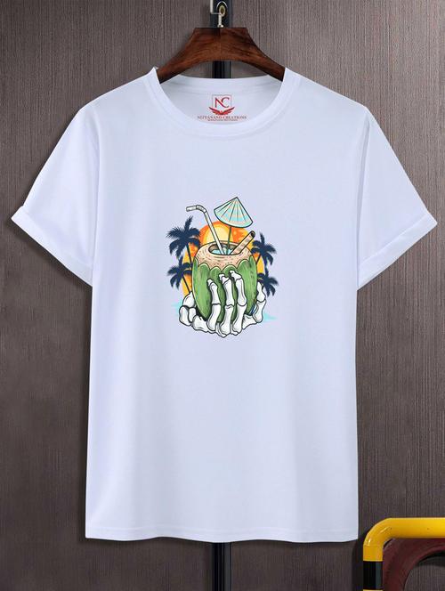 unisex white graphic printed t-shirt - 20777109 -  Standard Image - 0
