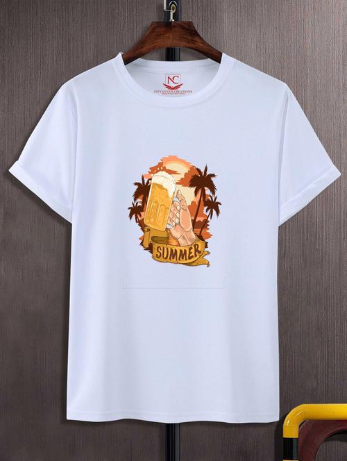 unisex white graphic printed t-shirt - 20777110 - Standard Image - 0