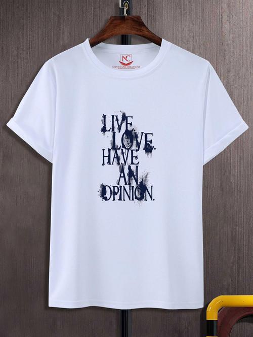 unisex white typographic printed t-shirt - 20777236 -  Standard Image - 0
