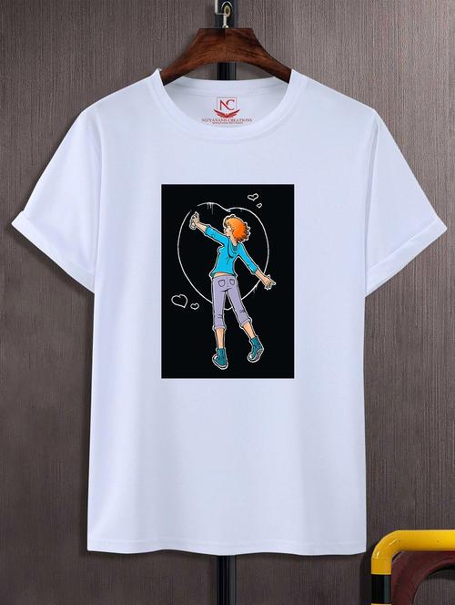 unisex white graphic printed t-shirt - 20777245 - Standard Image - 0
