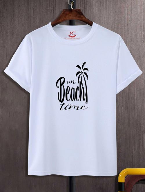 unisex white typographic printed t-shirt - 20777282 -  Standard Image - 0