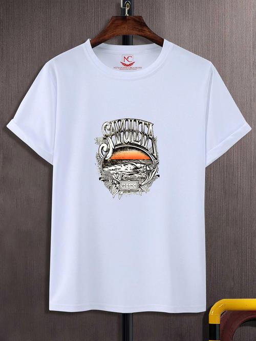 unisex white graphic printed t-shirt - 20777285 -  Standard Image - 0