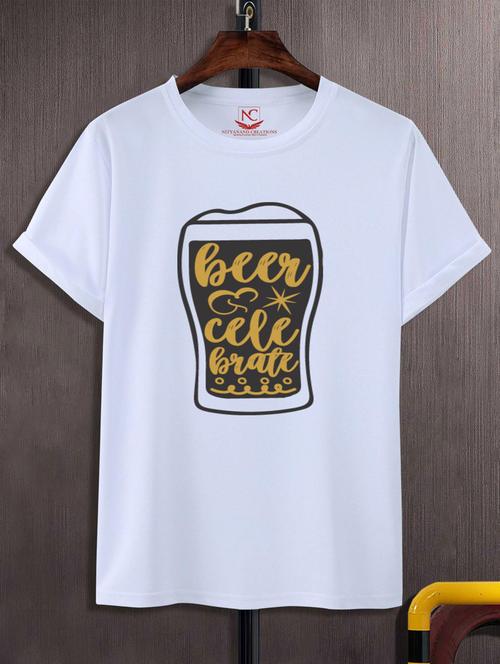 unisex white typographic printed t-shirt - 20777317 - Standard Image - 0