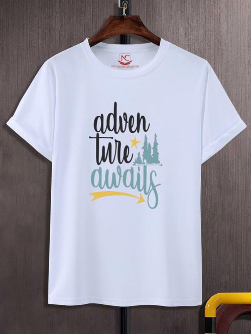 unisex white typographic printed t-shirt - 20777318 -  Standard Image - 0