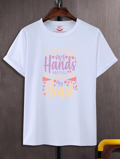 unisex white typographic printed t-shirt - 20777325 -  Standard Image - 0