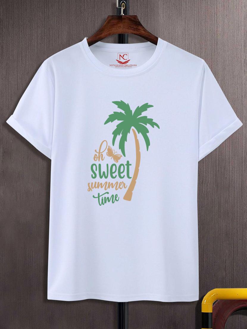 unisex white typographic printed t-shirt - 20777361 -  Zoom Image - 0